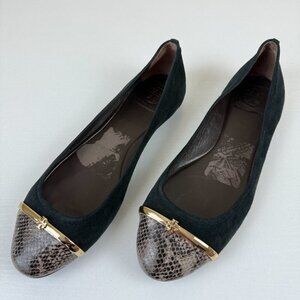 EUC Tory Burch Suede Cap-Toe Flats